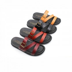 Wholesale Ladies Slippers Women's Summer Slippers, Fashionable Square-buckle Beach Shoes, Thick-soled Slippers