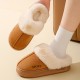 Unisex cotton slippers with plush fur for warmth and thick soles Unisex cotton slippers with plush fur for warmth and thick soles