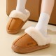 Unisex cotton slippers with plush fur for warmth and thick soles Unisex cotton slippers with plush fur for warmth and thick soles
