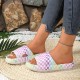 Summer comfortable thick-soled plaid print sandals, couples' slippers for both home and outdoor use Men's and women's matching EVA slippers Summer comfortable thick-soled plaid print sandals, couples' slippers for both home and outdoor use Men's and women's matching EVA slippers