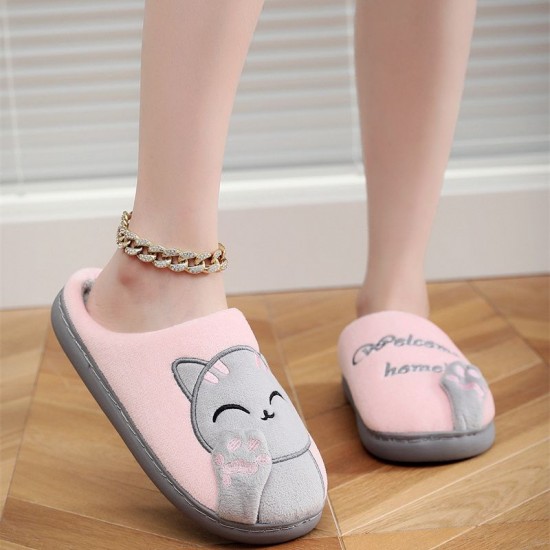 Cross-border women's cotton slippers with a cartoon lucky cat, cute Korean cat design, warm and casual indoor slippers Cross-border women's cotton slippers with a cartoon lucky cat, cute Korean cat design, warm and casual indoor slippers