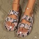 Cross-border snake print flip-flops for women, wholesale thick-soled new summer beach slippers for women Cross-border snake print flip-flops for women, wholesale thick-soled new summer beach slippers for women