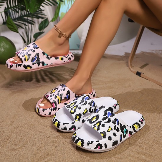 Summer leopard print sandals with a poop-like feel, comfortable thick-soled indoor and home EVA slippers for couples Summer leopard print sandals with a poop-like feel, comfortable thick-soled indoor and home EVA slippers for couples