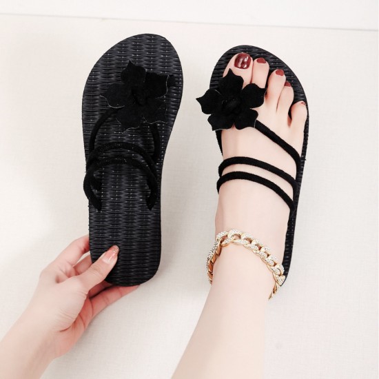 Cross-border Korean-style women's flip-flops with a grass pattern, trendy and lightweight floral print for summer wear Cross-border Korean-style women's flip-flops with a grass pattern, trendy and lightweight floral print for summer wear
