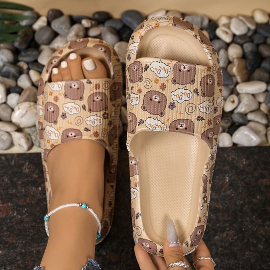 Summer casual sandals with bear prints, couples' slippers for both home and outdoor use Summer casual sandals with bear prints, couples' slippers for both home and outdoor use