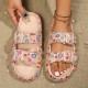 Floral-print flip-flops, women's summer beach slippers, wholesale thick-soled new sandals. Floral-print flip-flops, women's summer beach slippers, wholesale thick-soled new sandals.