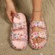 Floral-print flip-flops, women's summer beach slippers, wholesale thick-soled new sandals. Floral-print flip-flops, women's summer beach slippers, wholesale thick-soled new sandals.