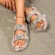 Summer leaf-printed sandals, matching slippers for indoor and outdoor use Summer leaf-printed sandals, matching slippers for indoor and outdoor use
