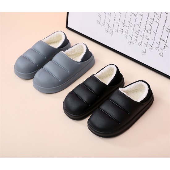 Waterproof and Non-Slip Cotton Slippers for Men and Women, Thick-Sole, Winter Home Warm Couple Plush Shoes Waterproof and Non-Slip Cotton Slippers for Men and Women, Thick-Sole, Winter Home Warm Couple Plush Shoes