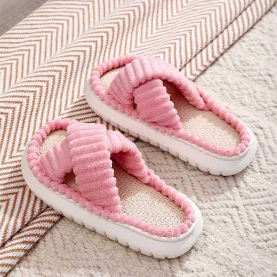 2023 new cross-border linen slippers, simple, casual and comfortable, lace-trimmed suede slippers for women. 2023 new cross-border linen slippers, simple, casual and comfortable, lace-trimmed suede slippers for women.