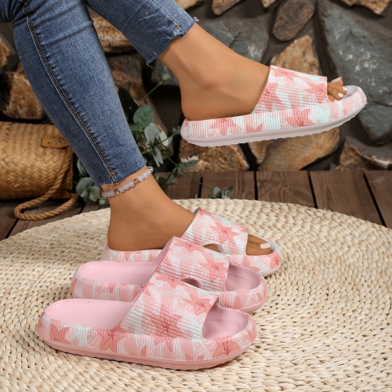 Summer thick-soled floral print sandals, couples' slippers for both home and outdoor use Summer thick-soled floral print sandals, couples' slippers for both home and outdoor use