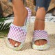 Summer comfortable thick-soled plaid print sandals, couples' slippers for both home and outdoor use Men's and women's matching EVA slippers Summer comfortable thick-soled plaid print sandals, couples' slippers for both home and outdoor use Men's and women's matching EVA slippers