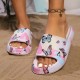 Comfortable summer thick-soled slippers with butterfly print, suitable for both indoor and outdoor use Comfortable summer thick-soled slippers with butterfly print, suitable for both indoor and outdoor use